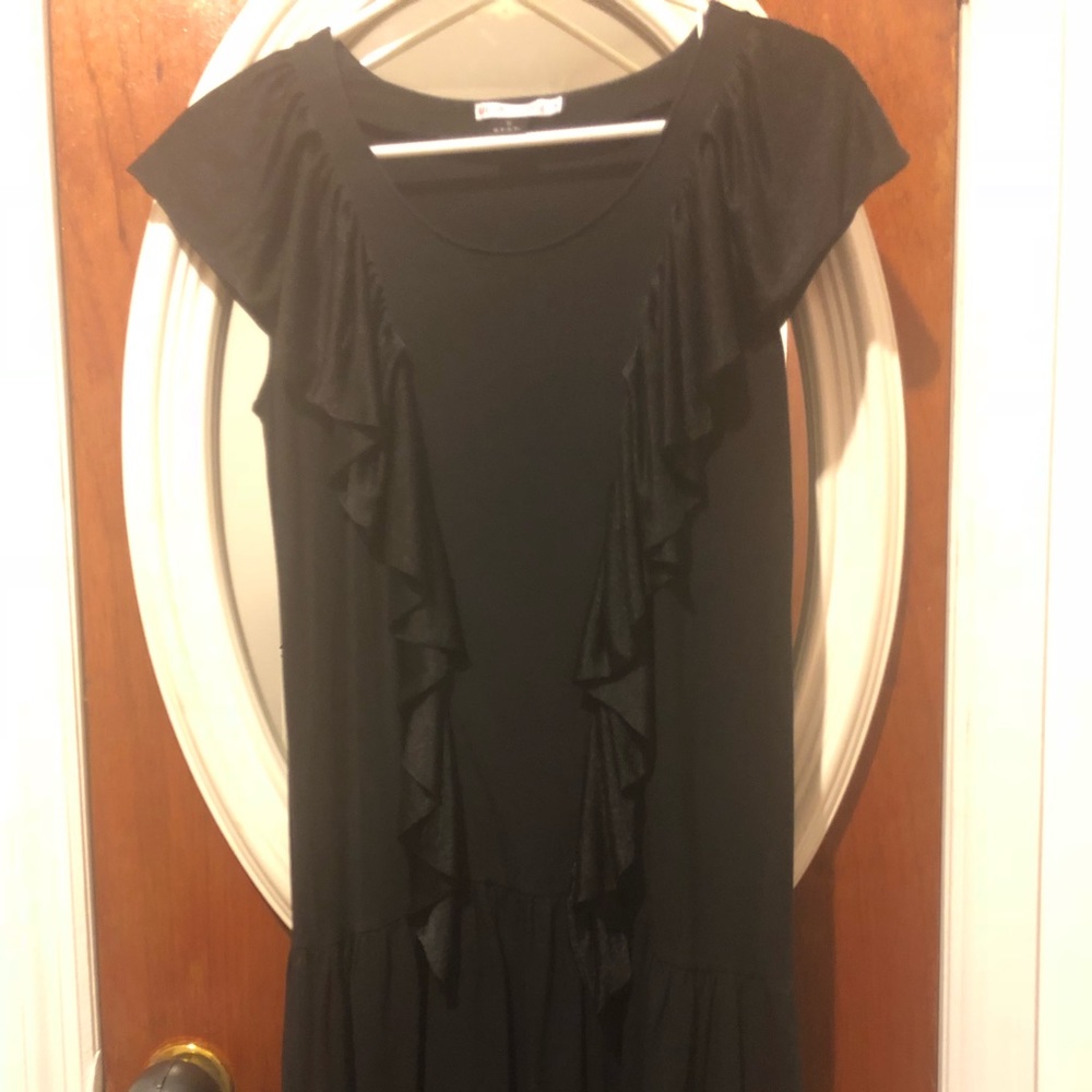 Short Black Dress w/ Ruffle Sleeves